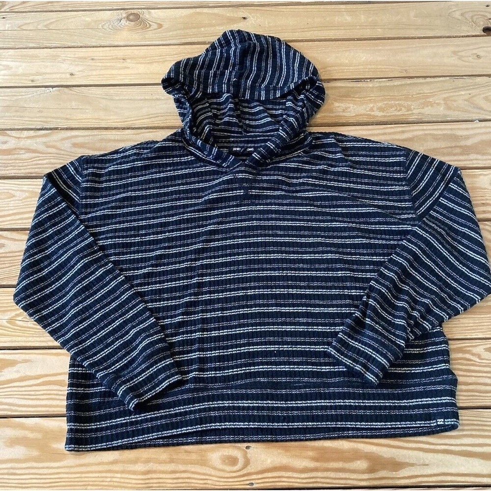 Billabong Hooded Stripe Top Size Medium Women’s Black
